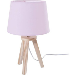 Różowa lampa 3 nóżki w drewnie 18,5x31