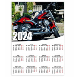 Kalendarz Plakatowy Ścienny 2024 Rok 50x70cm Motoryckle Motoryzacja