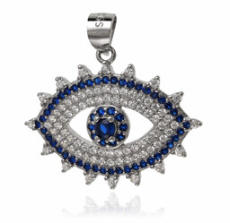 Rrodowany srebrny wisiorek łezka oko proroka opatrzności cyrkonie