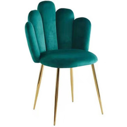 Krzesło muszelka zielone DC-1800 Złote nogi, Welur