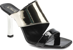 Chebello Czarne Klapki Eleganckie Skórzane Buty