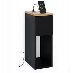 Szafka Nocna Z Portem Usb/c 5V Loftowa Czarna