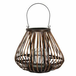 Drewniany Lampion Okrągły Brązowy H Clayre & Eef