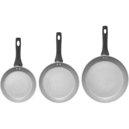 Zestaw patelni AMBITION Andre 20cm 24cm 28cm Czarno-szary