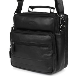 Czarna Beltimore Torba męska Skórzana listonoszka dwukomorowa Q67