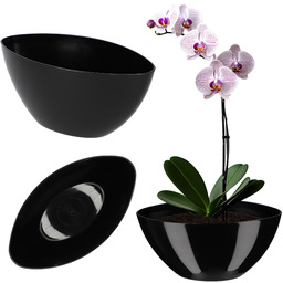Doniczka na kwiaty Ptuj owalna 30 cm, czarna