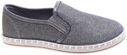 Blyszczące ciemno srebrne tenisówki espadryle