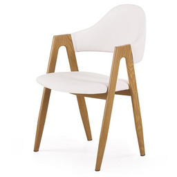 Krzesło do jadalni tapicerowane białe / dąb miodowy