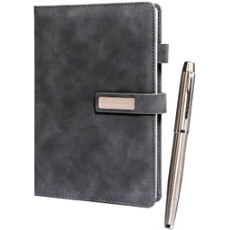 Zestaw prezentowy: czarny notes A5 w linie