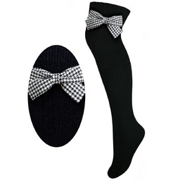 Zakolanówki bawełniane czarne z kokardą Milusie