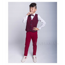 komplet chłopięcy Gt Kamizelka w pepitkę+czerwone spodnie R.