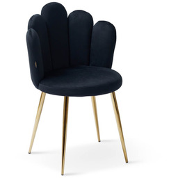 Krzesło muszelka czarne DC-6092 złote nogi, welur