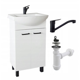 Szafka Łazienkowa z Ceramiczną Umywalką 50 Bateria Syfon