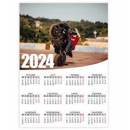Kalendarz Plakatowy Ścienny 2024 Rok 50x70cm Stunted Motocykle