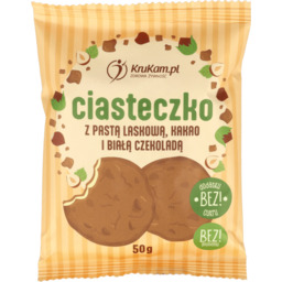 Ciasteczko z pastą laskową, kakao i białą czekoladą