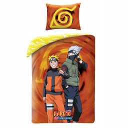 Pościel 140x200 Naruto ruda żółta poszewka 70x90 Kids