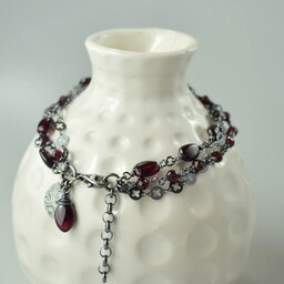 Pakamera Granat w srebrze - bransoletka