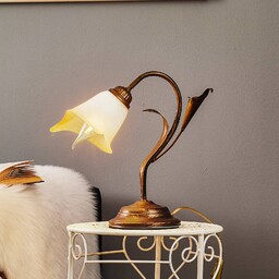 ONLI Lampa stołowa Lucrezia z brązu z kloszem
