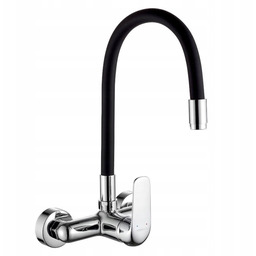 Elza Bateria Zlewozmywakowa Ścienna Wylewka Gumowa Elastyczna Chrom