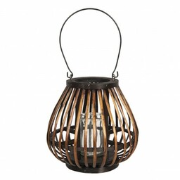 Drewniany Lampion Okrągły Brązowy J Clayre & Eef