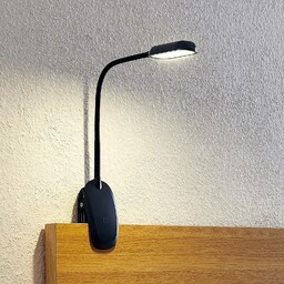 PRIOS Lampa z klipsem LED Najari, czarna, akumulator,