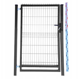 Furtka 160cm czarna Panelowa dwa Słupki RAL9005 ogrodzeniowa