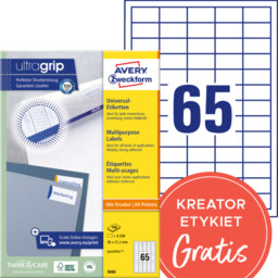 Trwałe etykiety papierowe 38 x 21,2 mm, białe