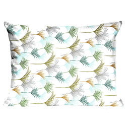 Karo Poszewka bawełniana 70x80 1816N liście biała turkusowa