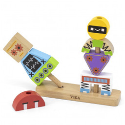 VIGA Układanka Piramidka Roboty + Wzory 8 el.