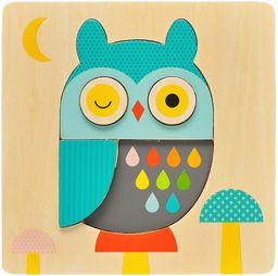 Petit Collage PTC318 Chunky Wooden Tray Owl Puzzle,