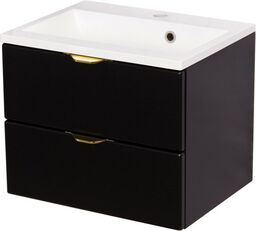 Szafka łazienkowa czarna 50cm VICTA z umywalką
