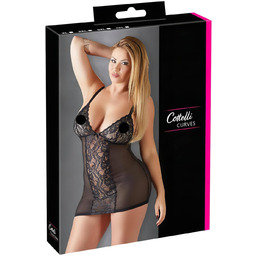 Cottelli Plus Size - koronkowa przezroczysta koszulka nocna