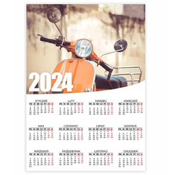 Kalendarz Plakatowy Ścienny 2024 Rok 50x70cm Skutery Motocykle