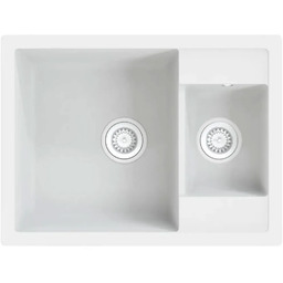 Edinos N Biały dwukomorowy zlewozmywak granitowy K8-S37