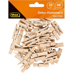 Idena 63134 miniaturowe klamerki z drewna, 48 sztuk,