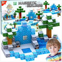 KLOCKI MAGNETYCZNE SZEŚCIANY PIXELE 148 ELEMENTÓW ZIMOWA KRAINA