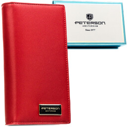 Czerwony portfel damski wykonany ze skóry naturalnej