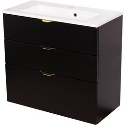 Szafka łazienkowa czarna 80cm VICTA z umywalką