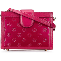 Damska listonoszka z metalicznej skóry lakierowanej dwukomorowa różowa