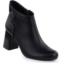 Skórzane eleganckie botki na słupku czarne Jezzi OLI21-2
