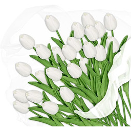 Relaxdays sztuczne tulipany, 24 sztuczne kwiaty, realistyczny wygląd,