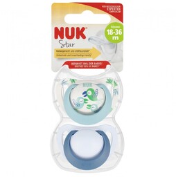 NUK Smoczek silikonowy 18-36m Star ziel/niebieski op.2 szt.
