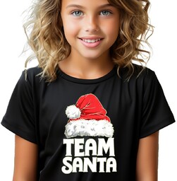 KOSZULKA DZIECIĘCA CZARNA Prezent Świąteczny DRUŻYNA MIKOŁAJA Rozm