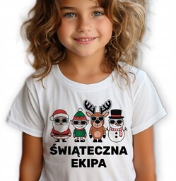 KOSZULKA DZIECIĘCA BIAŁA Prezent Świąteczny ŚWIĄTECZNA EKIPA Rozm