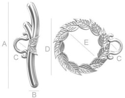 Zapięcie ozdobne typu Toggle, srebro 925 ODL-00098