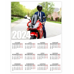 Kalendarz Plakatowy Ścienny 2024 Rok 50x70cm Motocyklista Elegancki