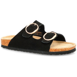 Skórzane klapki na korku - FILIPPO DK7061/25 CZARNE