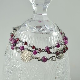 Pakamera Rubin z granatem w srebrze - bransoletka