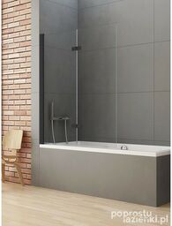 Czarny parawan wannowy 120x140 cm lewy P-0043 New