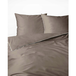 Pościel Makosatyna satynowa jednobarwna z lamówką 160x200 Taupe